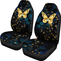 Butterfly Blue Damask Rose Seat Covers