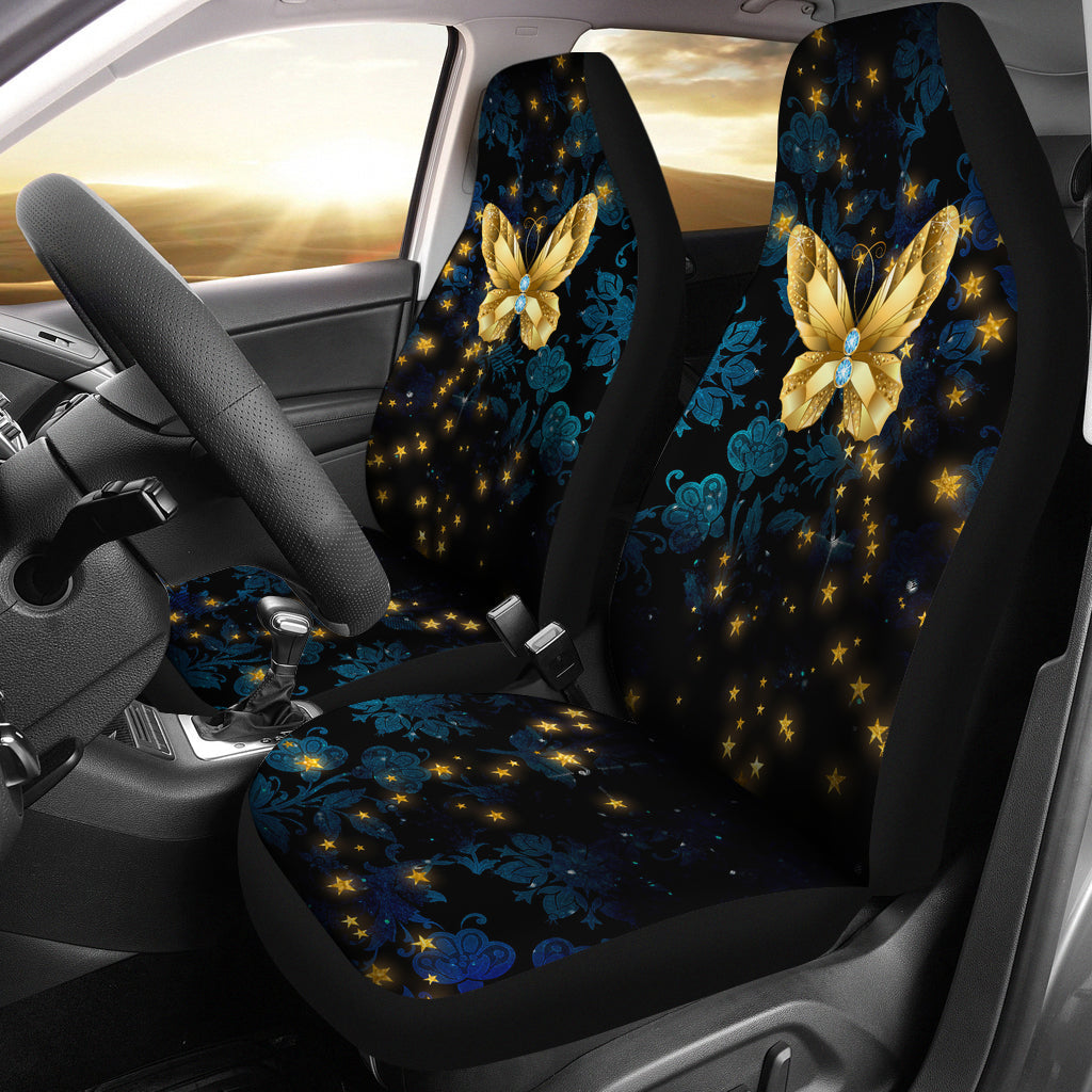 Butterfly Blue Damask Rose Seat Covers