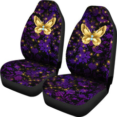 Butterfly Purple Floral Damask Car Seat Covers