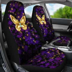 Butterfly Purple Floral Damask Car Seat Covers