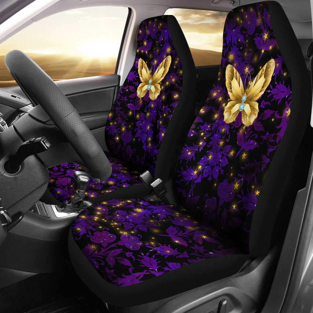 Butterfly Purple Floral Damask Car Seat Covers