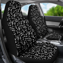 Car Seat Covers Black Music Note Design