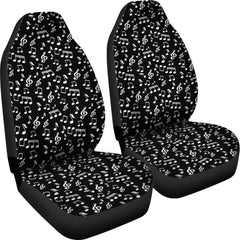 Car Seat Covers Black Music Note Design