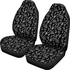 Car Seat Covers Black Music Note Design