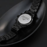 Custom Engraved Black Chronograph Watch For Men