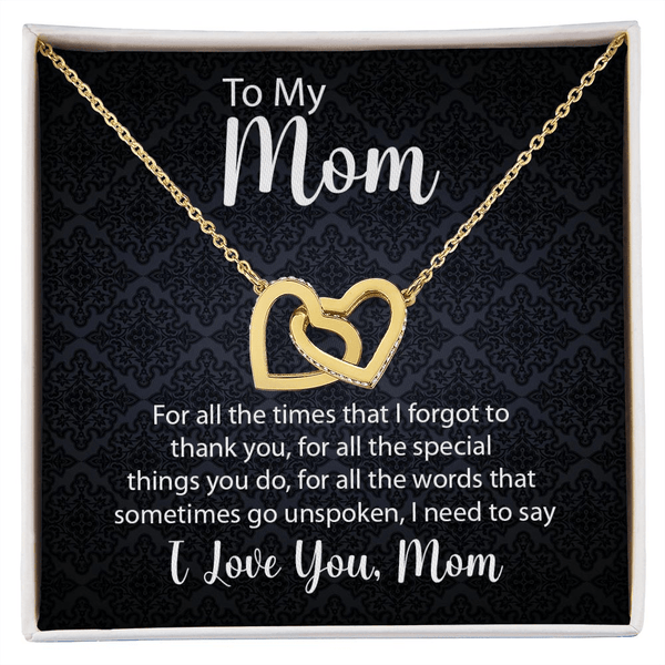 Interlocking Hearts Necklace For Mom With Message Card