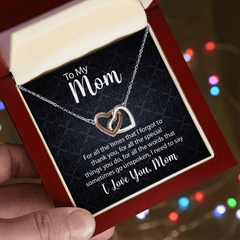 Interlocking Hearts Necklace For Mom With Message Card