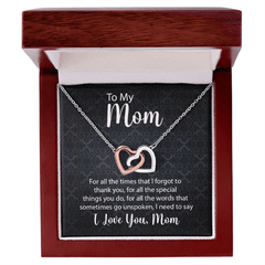 Interlocking Hearts Necklace For Mom With Message Card