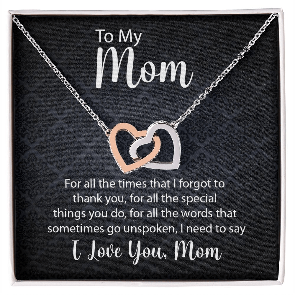 Interlocking Hearts Necklace For Mom With Message Card