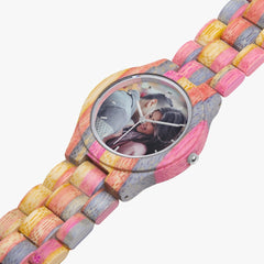 Camouflage photo Wooden Watch Grey Pink