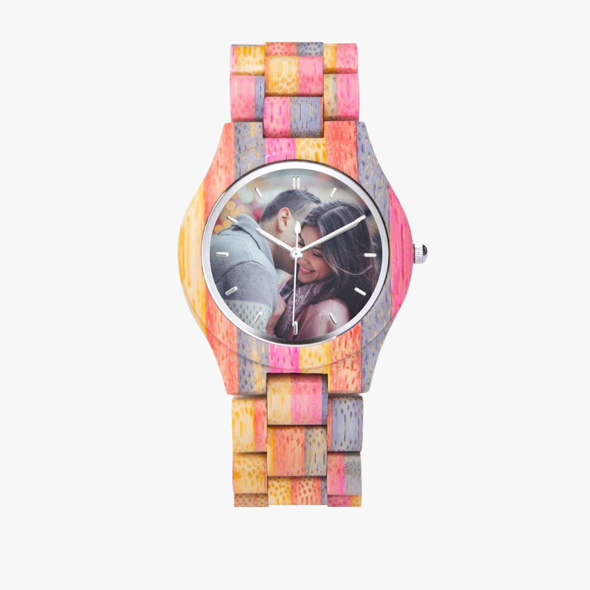 Camouflage photo Wooden Watch Grey Pink