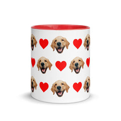 Custom Dog Faces Hearts Mug With Color Inside