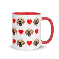 Custom Dog Faces Hearts Mug With Color Inside