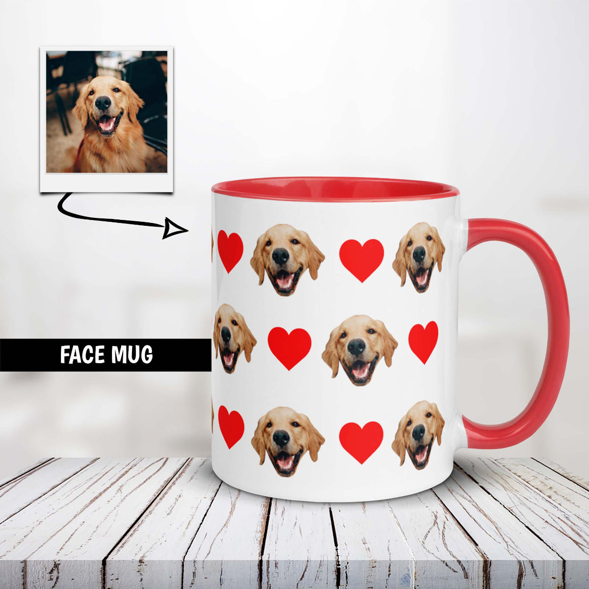 Custom Dog Face Mug With Color Inside