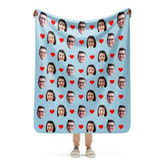 Custom Face and Hearts Personalised Blanket