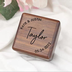 Custom Square Wood Double Ring Box