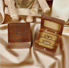 Custom Square Wood Double Ring Box