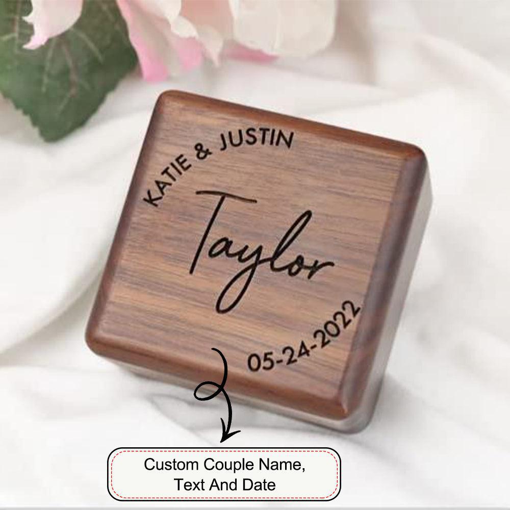 Custom Square Wood Double Ring Box