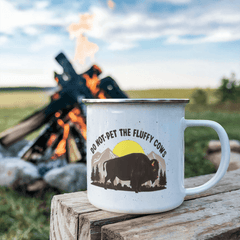 Enamel Camping Mug Do Not Pet The Fluffy Cows