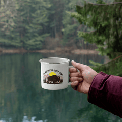 Enamel Camping Mug Do Not Pet The Fluffy Cows