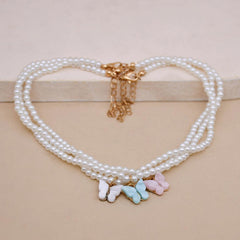 European And American Opal Bow Knot Pearl Necklace Women