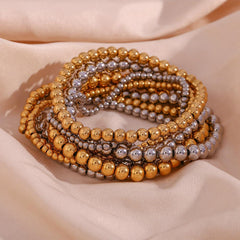 Niche Vintage Stainless Steel Plated 18K Elastic Bead Bracelet