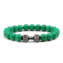 Turquoise Energy Gun Black Electroplated Alloy Barbell Bracelet