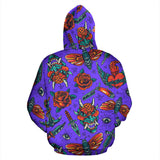 Violet Design & Skull With Rose Fashion All Over Hoodie