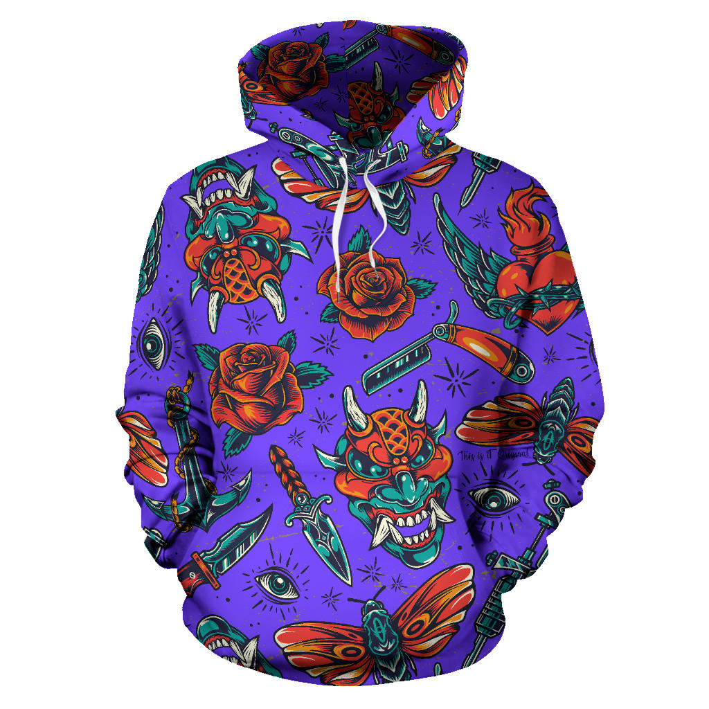 Violet Design & Skull With Rose Fashion All Over Hoodie